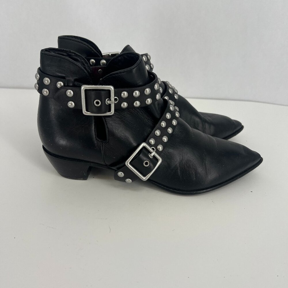 MARC BY MARC JACOBS CARROLL BLACK LEATHER STUDDED ANKLE BOOTIES